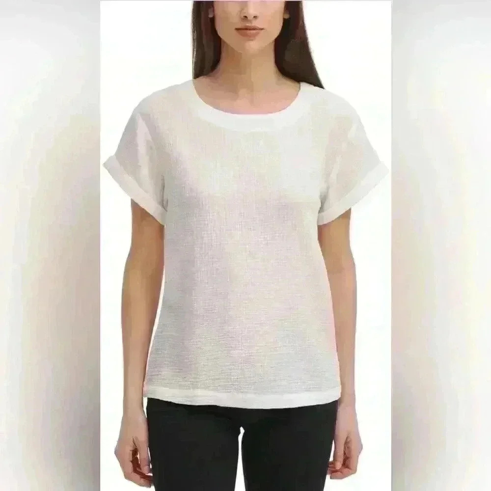 Calvin Klein women’s rolled cuff short sleeve top. Size Medium.